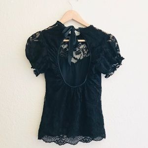 Bebe Lace Blouse W/ Open Back